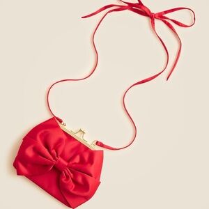 J. Crew girls bow satin purse in vintage red (NWT)